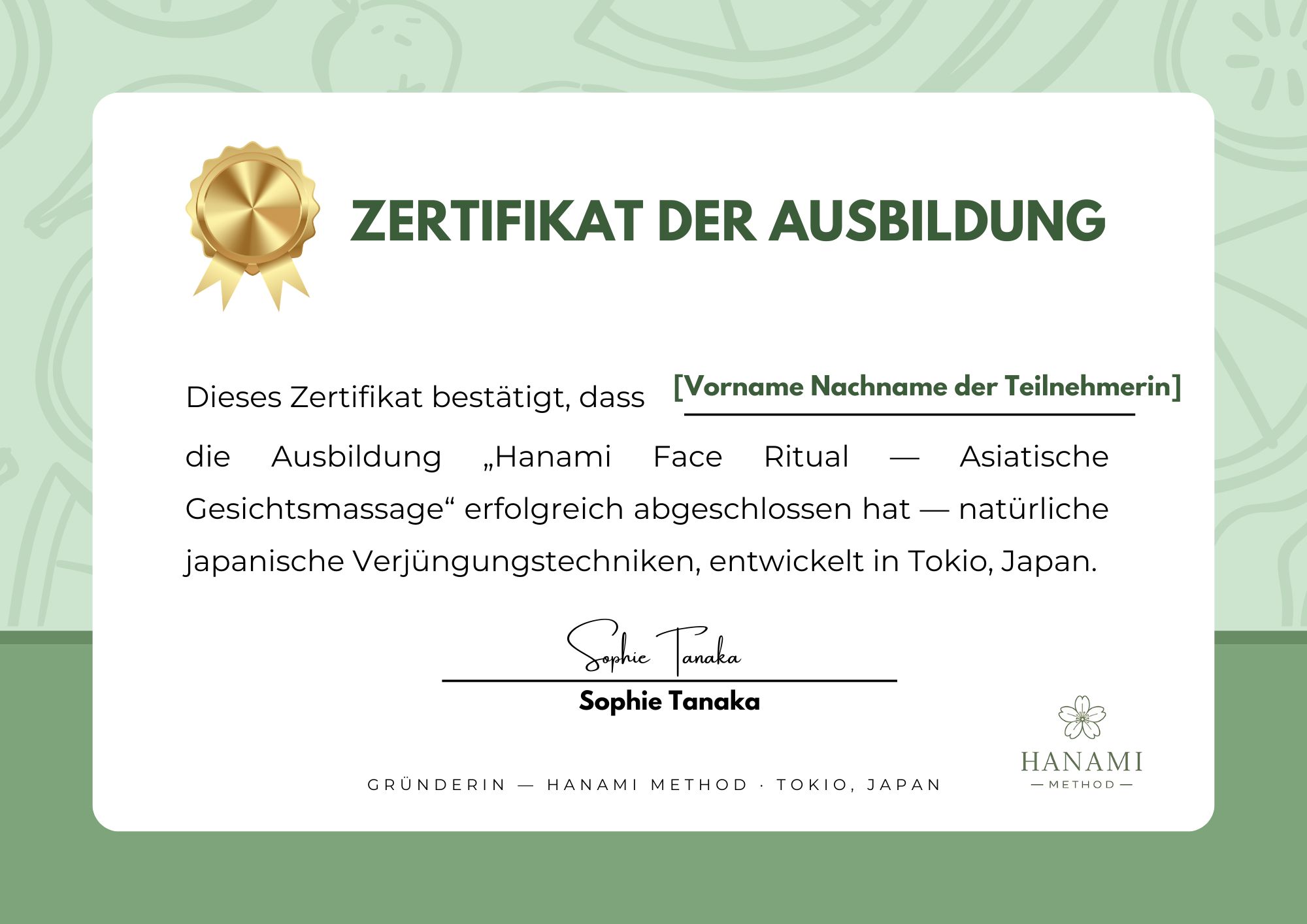 Zertifikat Hanami Gesichtsritual