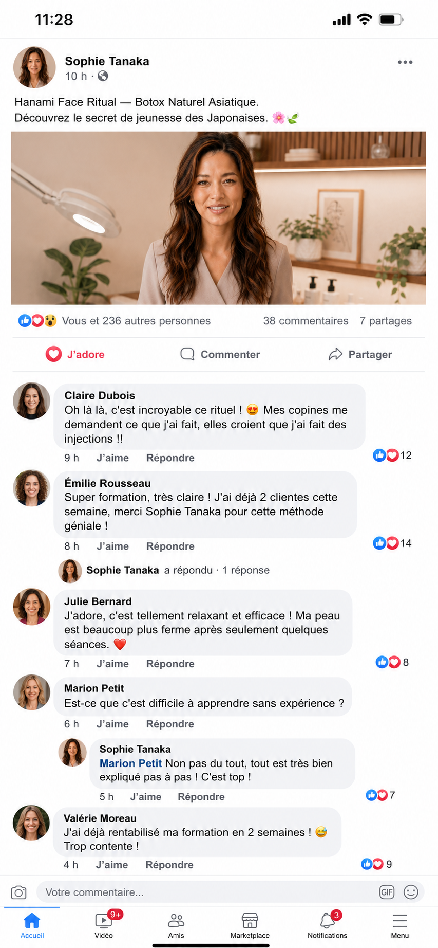 Commentaire Facebook — Hanami Face Ritual